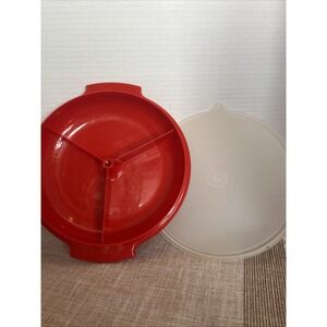 Tupperware Suzette Paprika 2 pcs Relish Dish‎ with Lid #608-18 Vintage  USA